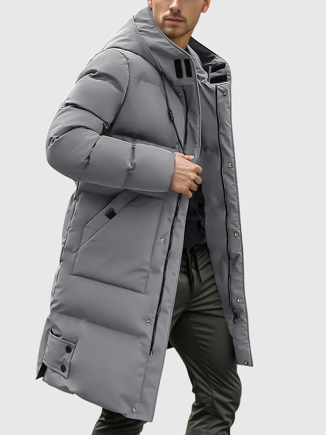 Jan – Pikowana długa kurtka z kapturem