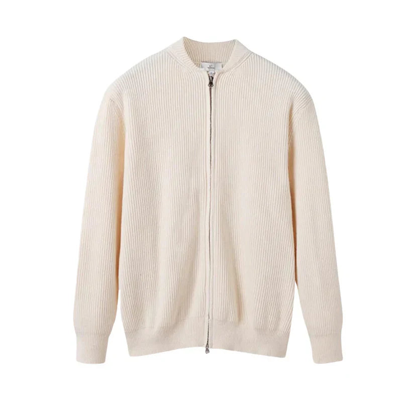 Milo™ | Cienko dziane luksusowe męskie kamizelka z dwukierunkowym zamkiem błyskawicznym i stójką | Struktura żebrowa