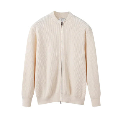 Milo™ | Cienko dziane luksusowe męskie kamizelka z dwukierunkowym zamkiem błyskawicznym i stójką | Struktura żebrowa