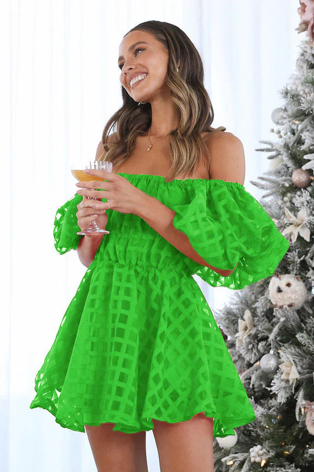 EVIE | Sukienka Mini z Bufiastymi Rękawami