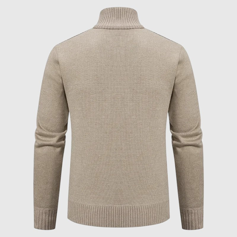 Jakub – Sweter z dzianiny na zamek z wysokim kołnierzem