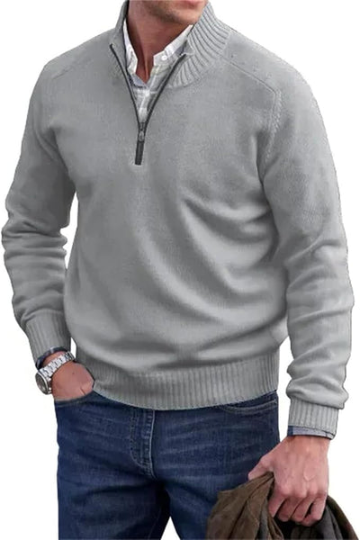 Liam™ | Męski Sweter z Połową Zippem | Fajny Sweter z Zippem i Stojącym Kołnierzem