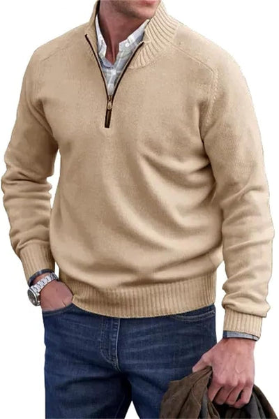 Liam™ | Męski Sweter z Połową Zippem | Fajny Sweter z Zippem i Stojącym Kołnierzem
