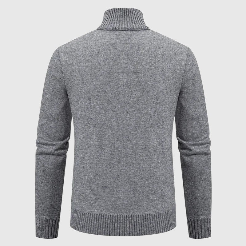 Jakub – Sweter z dzianiny na zamek z wysokim kołnierzem