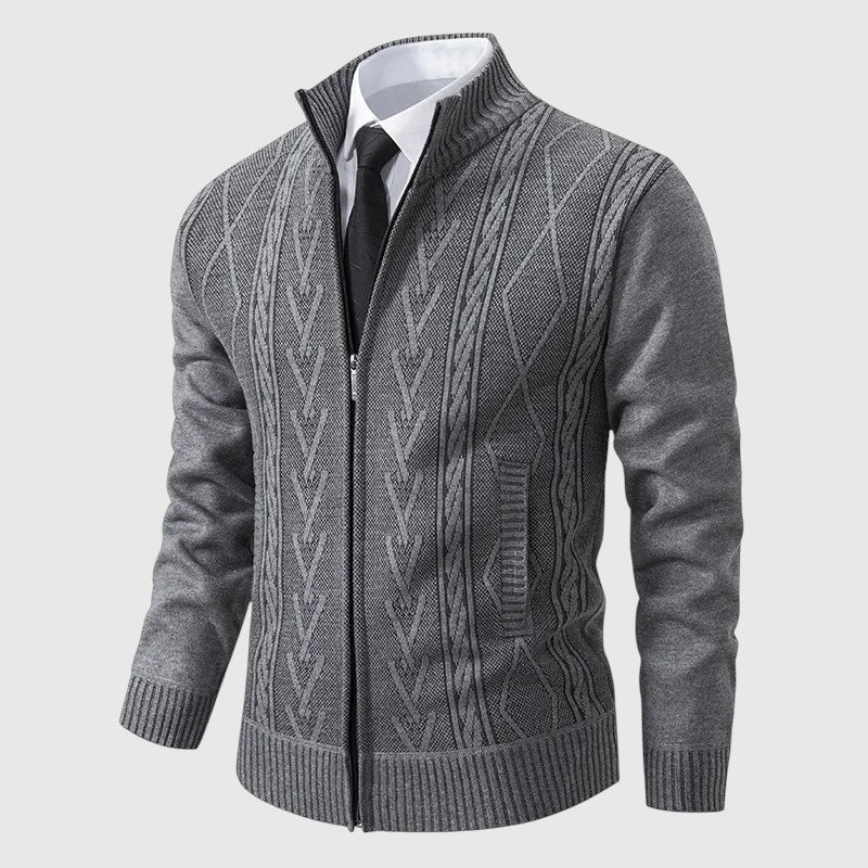 Jakub – Sweter z dzianiny na zamek z wysokim kołnierzem