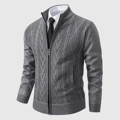 Jakub – Sweter z dzianiny na zamek z wysokim kołnierzem