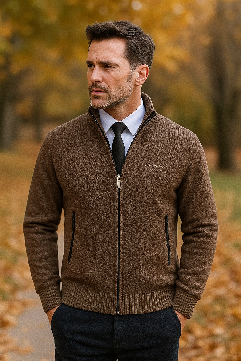 Emile | Premium Ciepły Kardigan Męski z Wysokim Kołnierzem