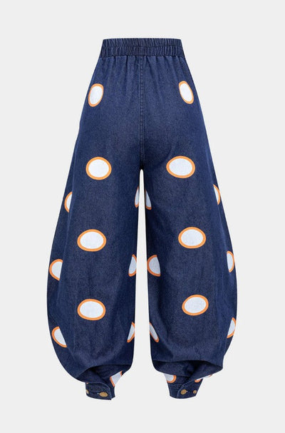 AGATA | Balonowe Bawełniane Spodnie z Wysokim Stanem