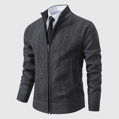 Jakub – Sweter z dzianiny na zamek z wysokim kołnierzem