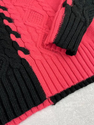 LEOVIA | Elegancki Sweter w Paski z Wysokim Kołnierzem