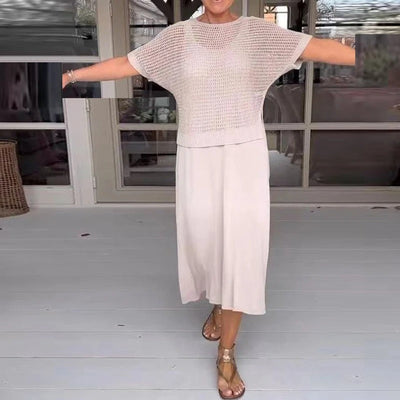 KARINA | Letni zestaw z przewiewnym topem i midi sukienką